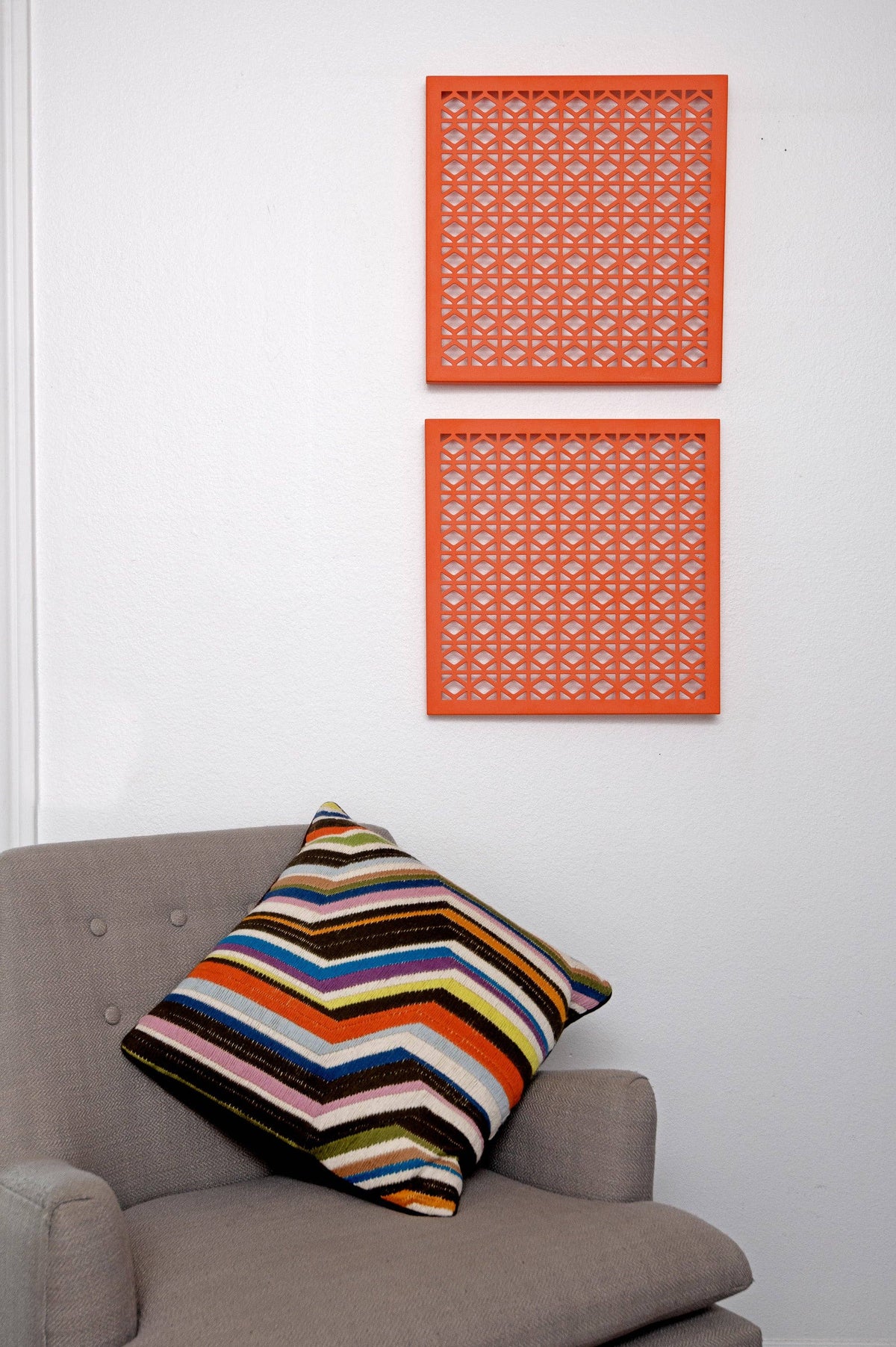 Breeze Block Metal Wall Art/Magnet Board 15.5" Square-Orange