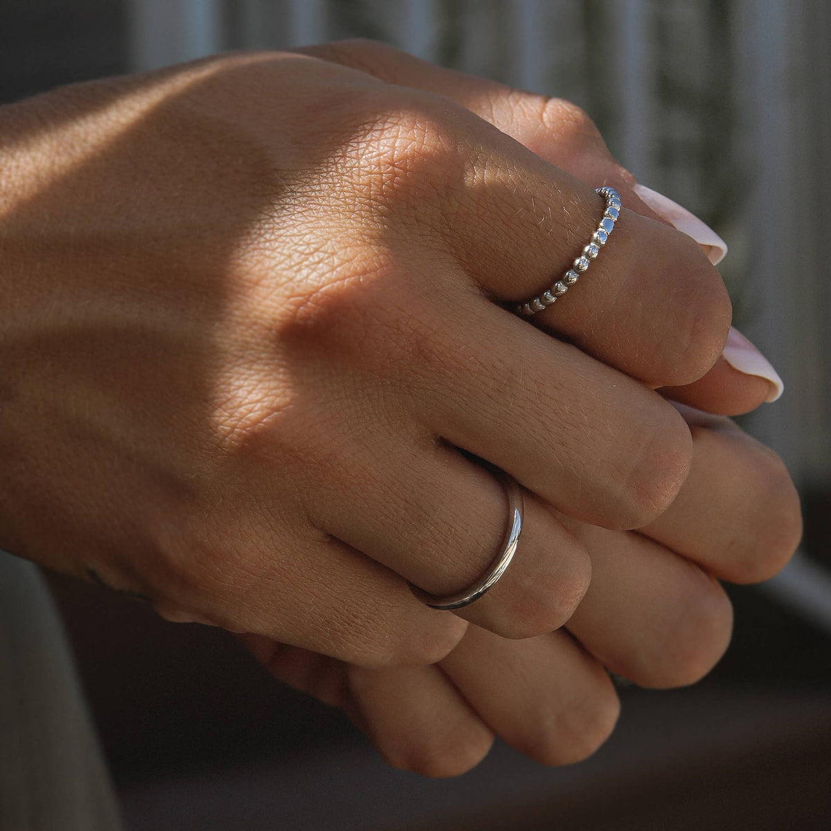 Stainless Steel Beaded Spacer Ring: Gold