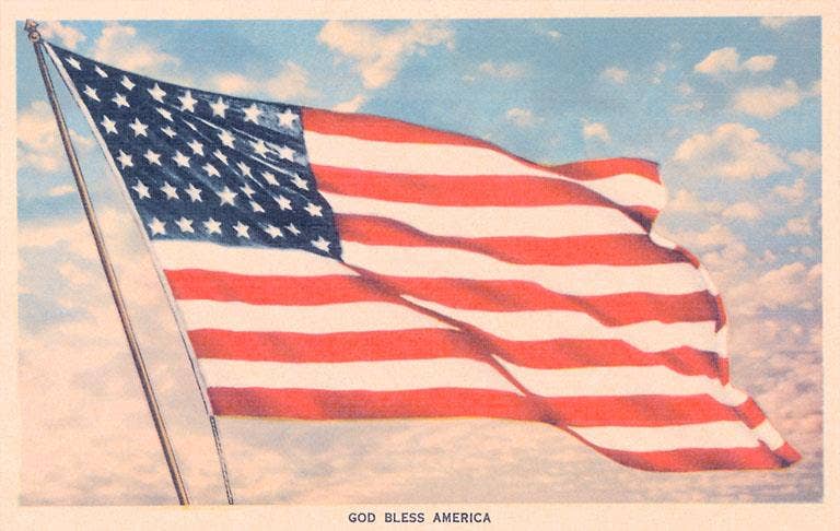 Postcard: God Bless America, Flag