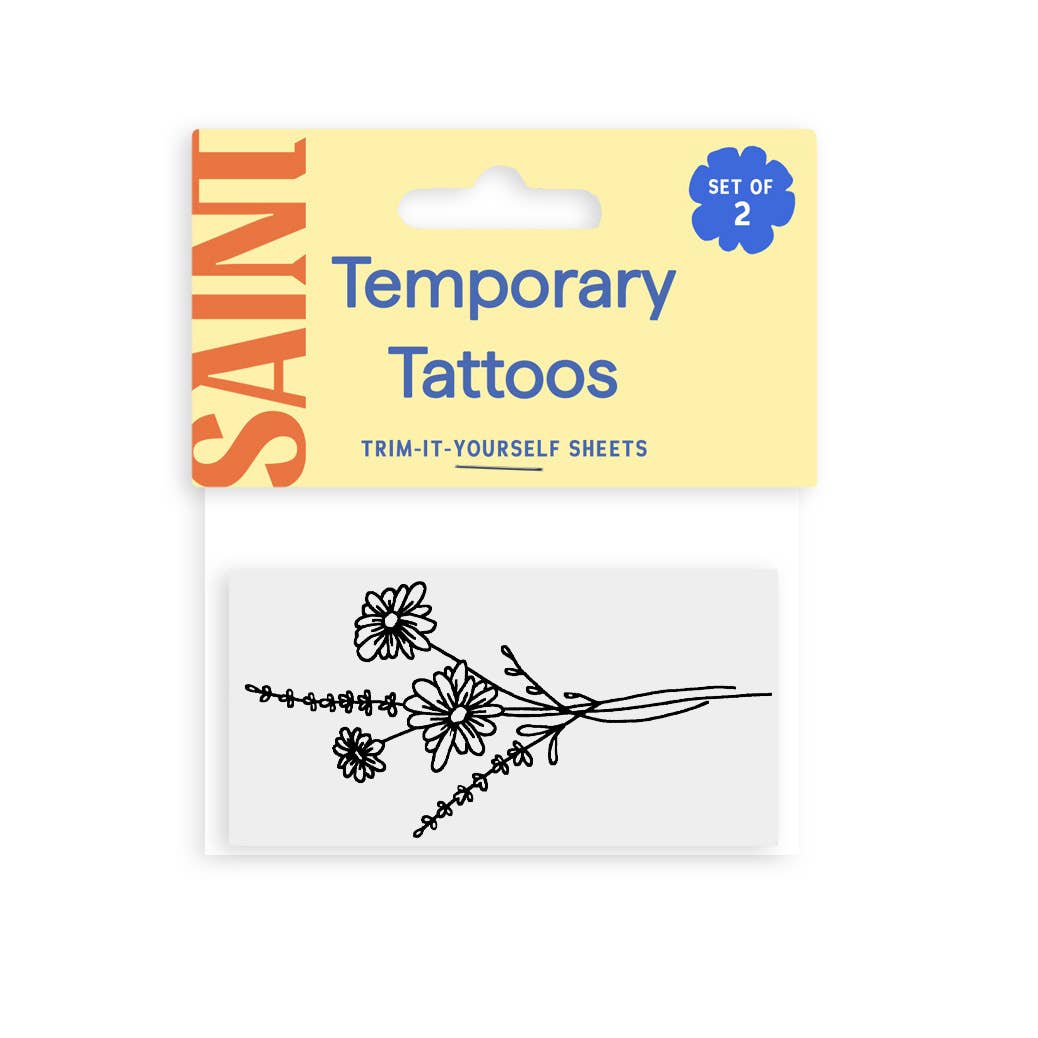 Saint Tattoos - Daisy Temporary Tattoos: Yellow