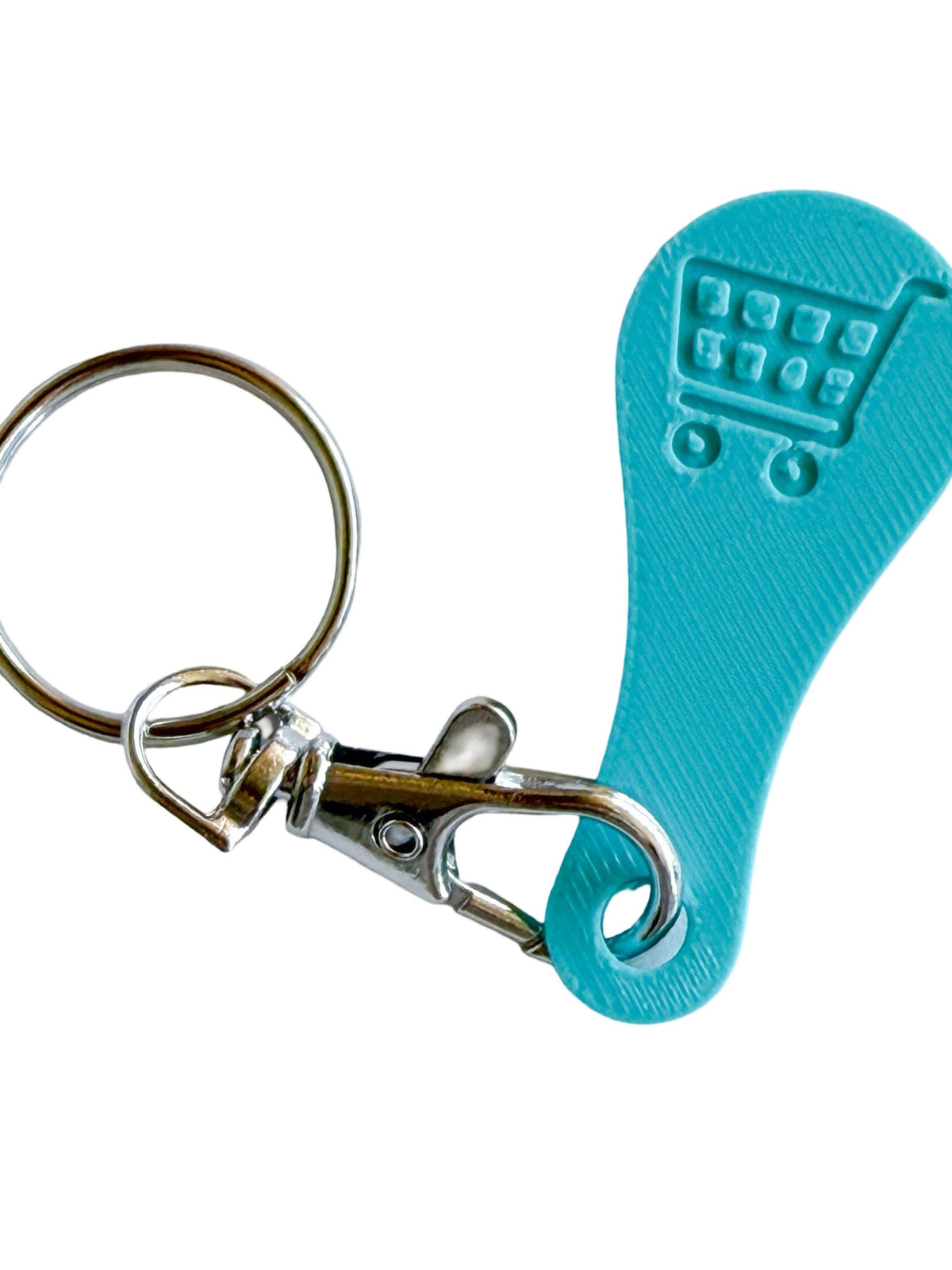 Aldi Shopping Cart Quarter Saver Keychain: Turquoise