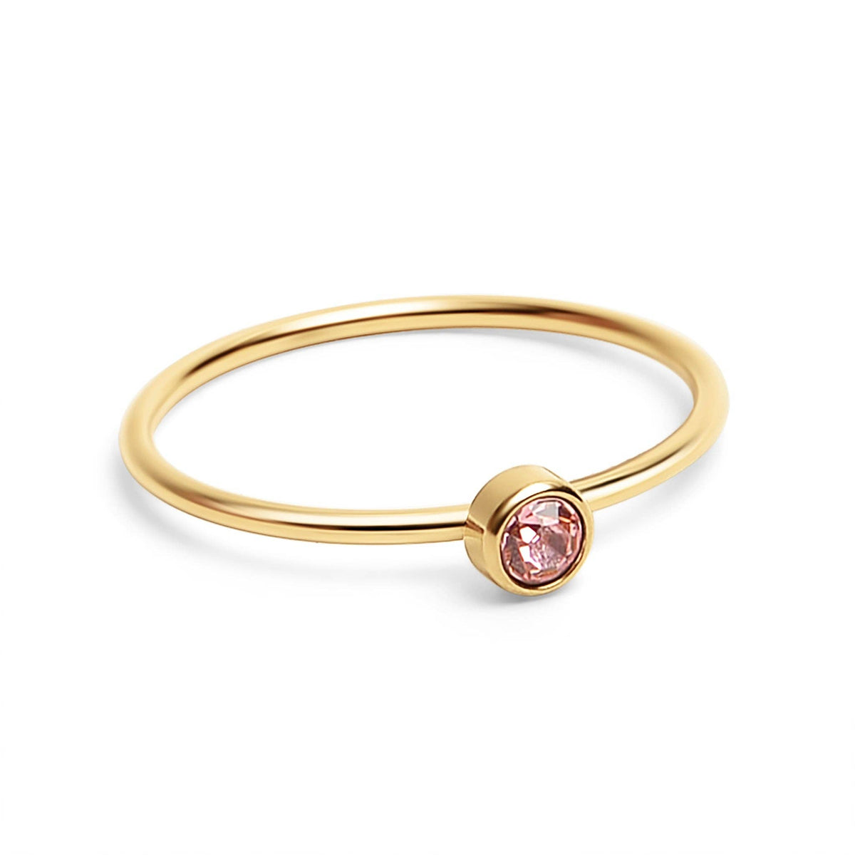 18K Gold Birthstone Stacking Ring: Size 7