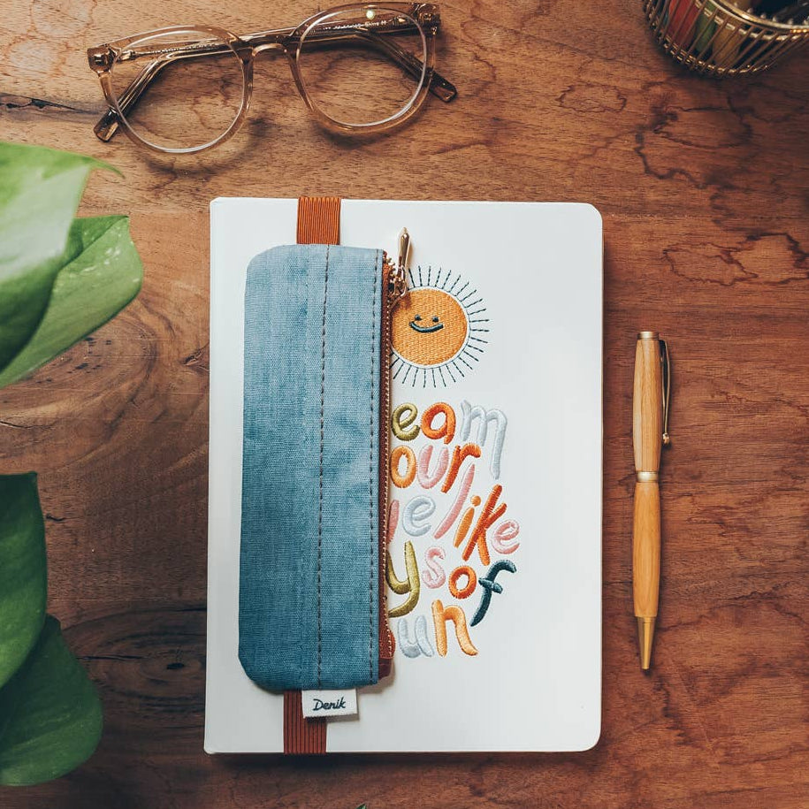 Denik - Denim Distressed Blue Notebook Pouch with PU back