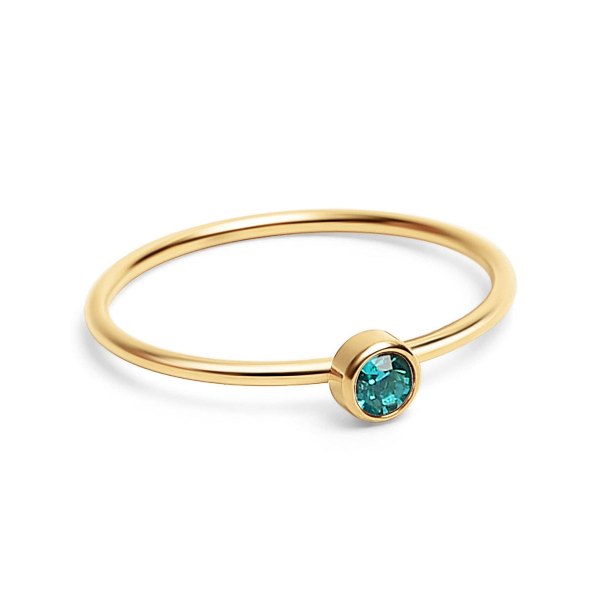 18K Gold Birthstone Stacking Ring: Size 7