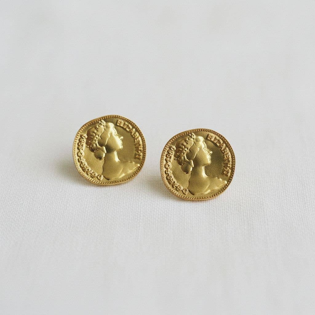 Portrait Coin Stud Earrings