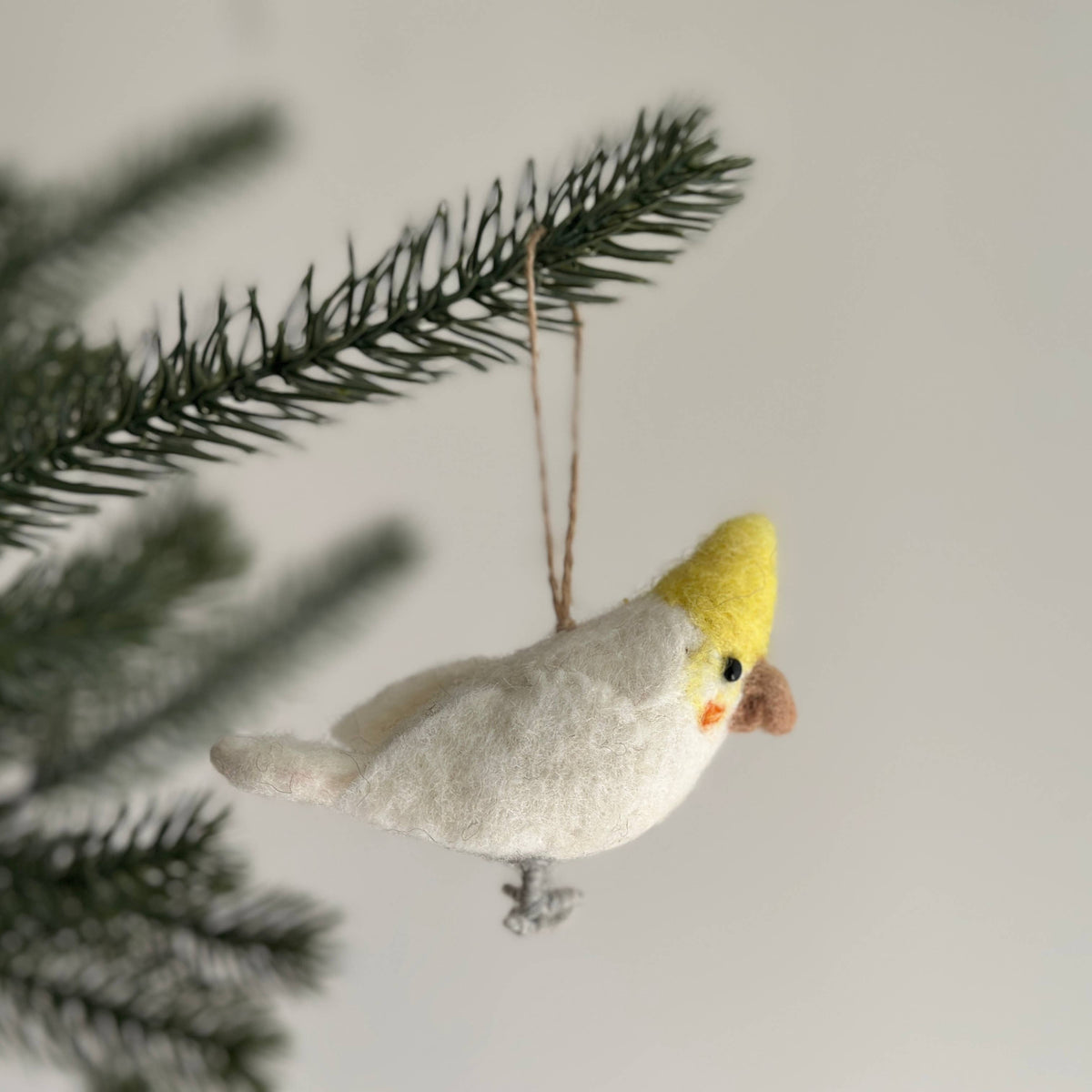 Felt White Parrot Ornament