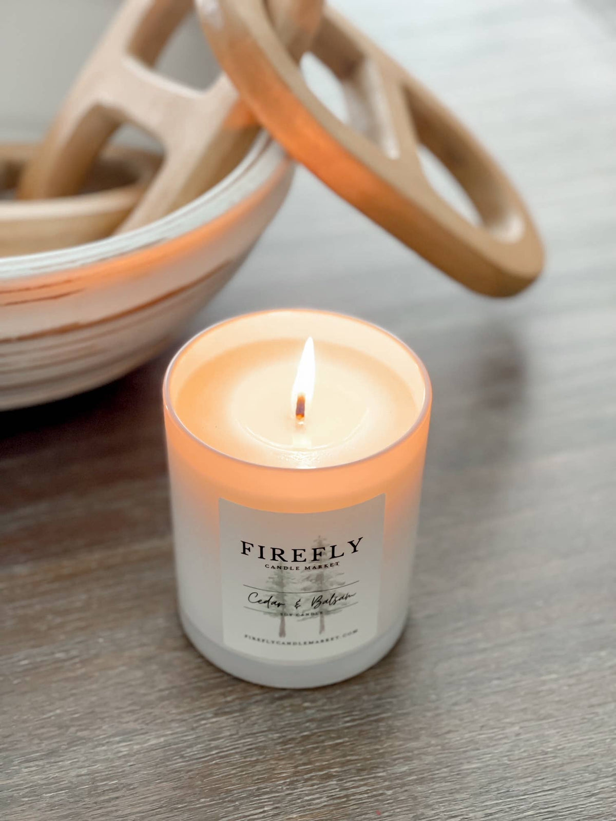 Firefly Candle Market - White Vessel Candle with Watercolor Label: Lava
