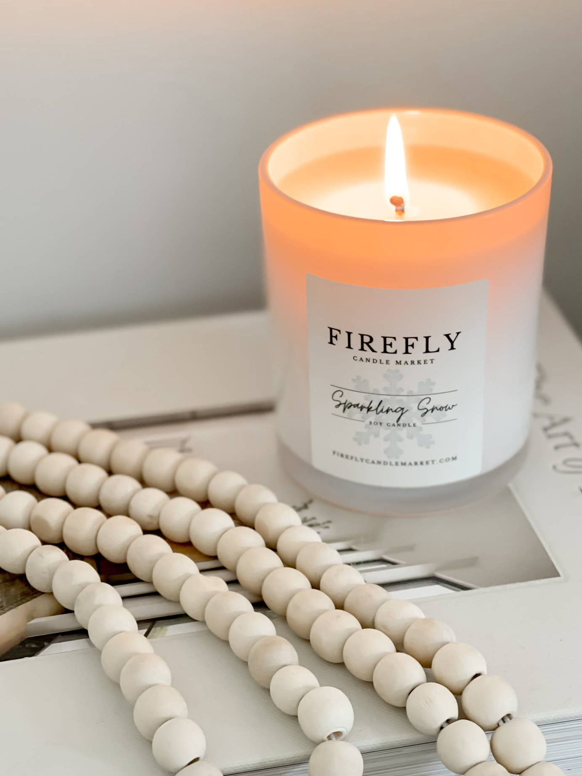 Firefly Candle Market - White Vessel Candle with Watercolor Label: Lava