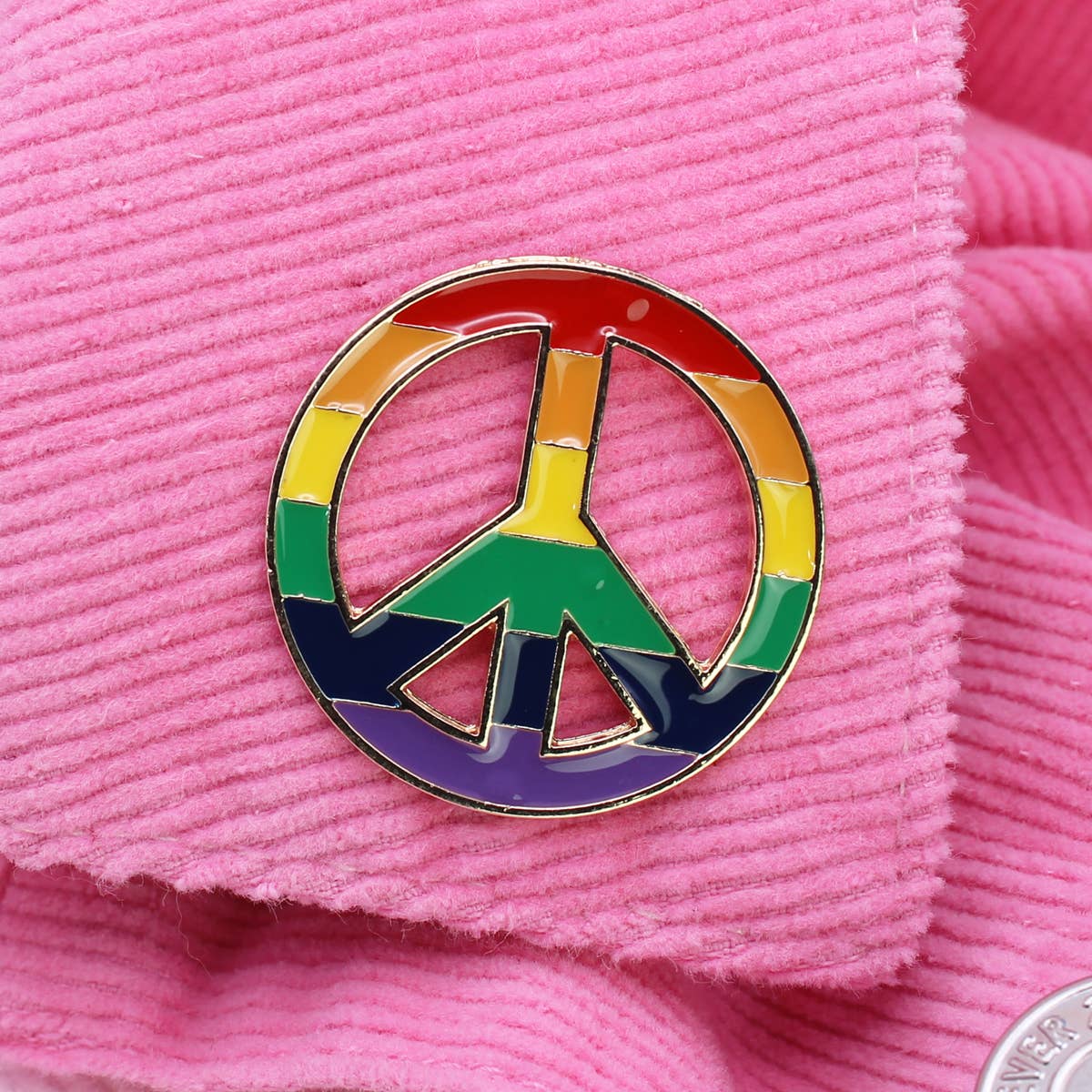 ZAD - Rainbow Stripe Peace Sign Enamel Pin