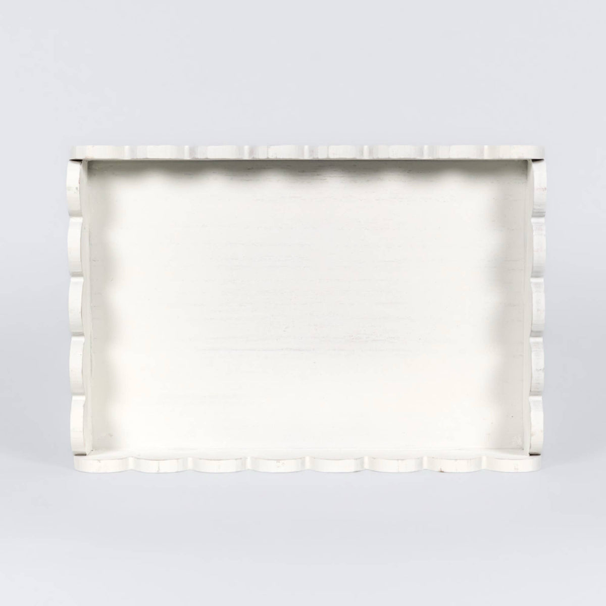 Scallop Trim Wooden Tray, White