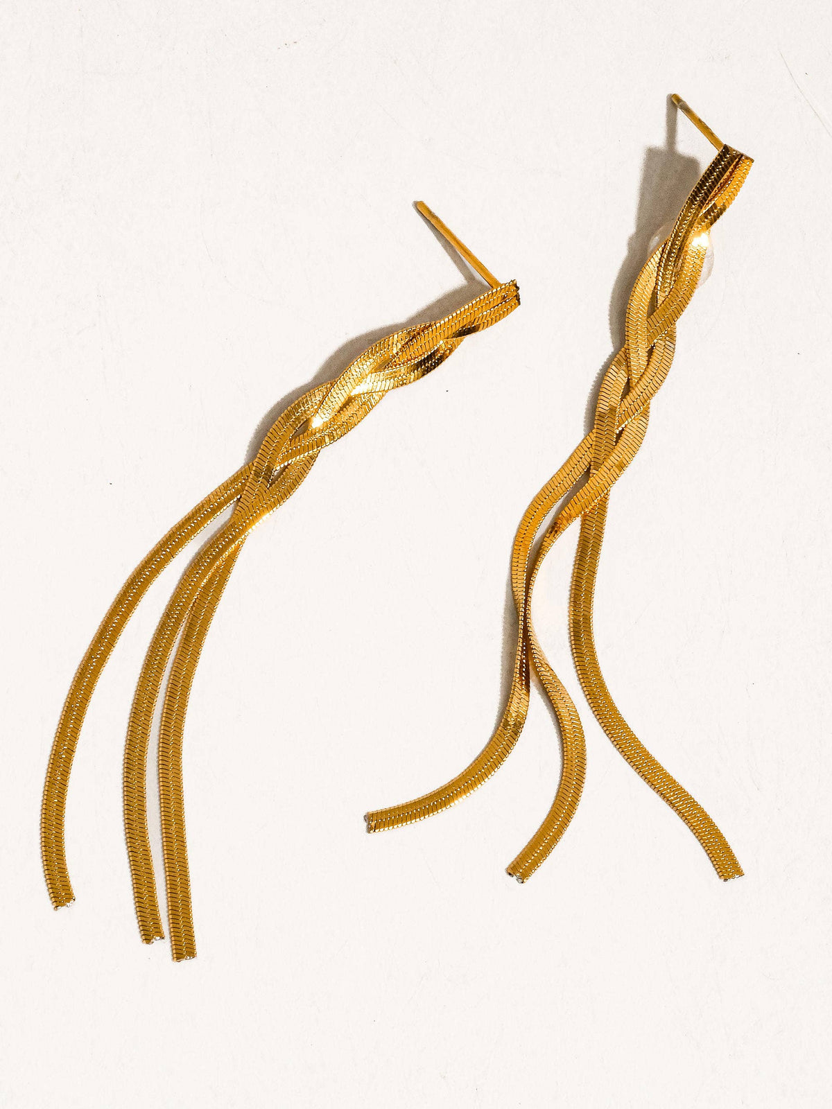 18K Gold Non-Tarnish Braided Tassel Earring