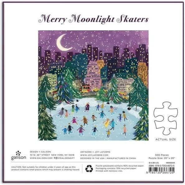 Chronicle Books - Merry Moonlight Skaters 500 Piece Foil Puzzle
