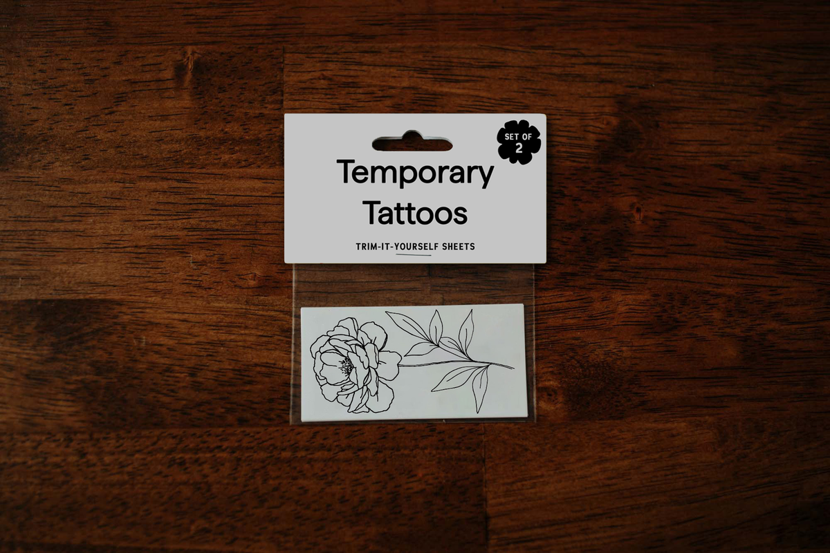 Saint Tattoos - September Birth Flower - Peony Temporary Tattoos: White