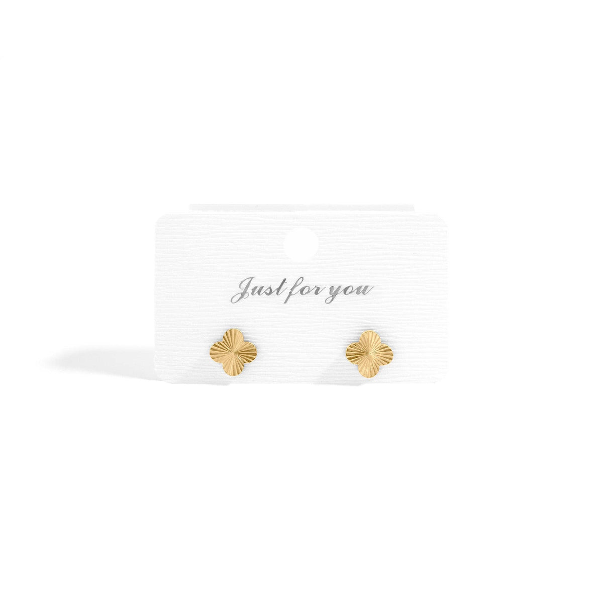 18K Gold PVD Stainless Steel Clover Stud Earrings: Gold