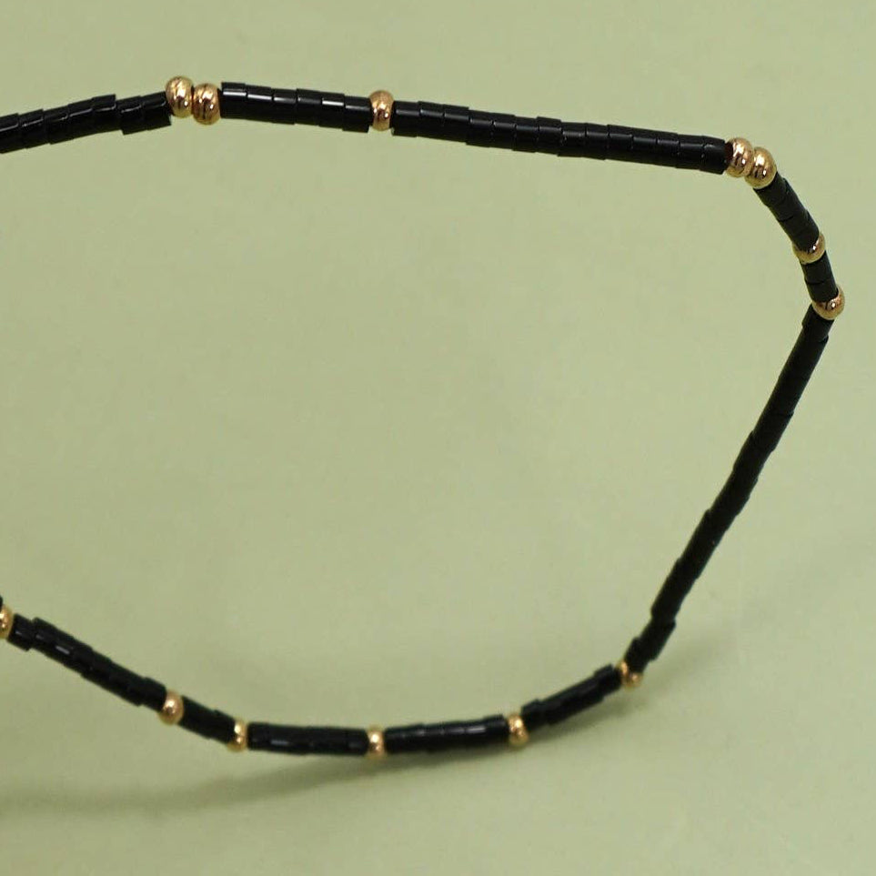 Boho Ball Beaded Bracelet, Black
