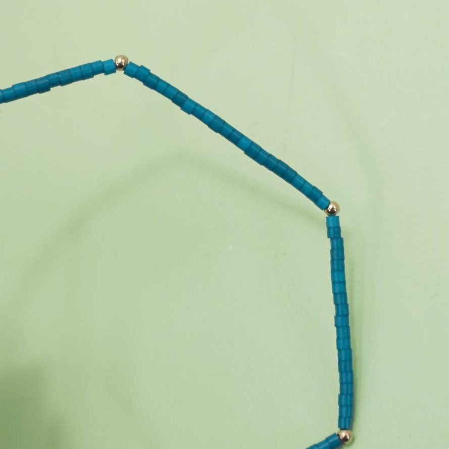 Boho Ball Beaded Bracelet, Teal