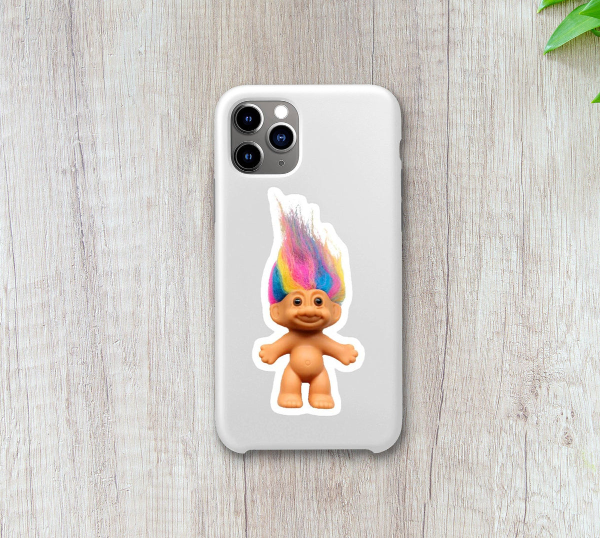 Retro Troll Doll Vinyl Sticker- Rainbow Hair