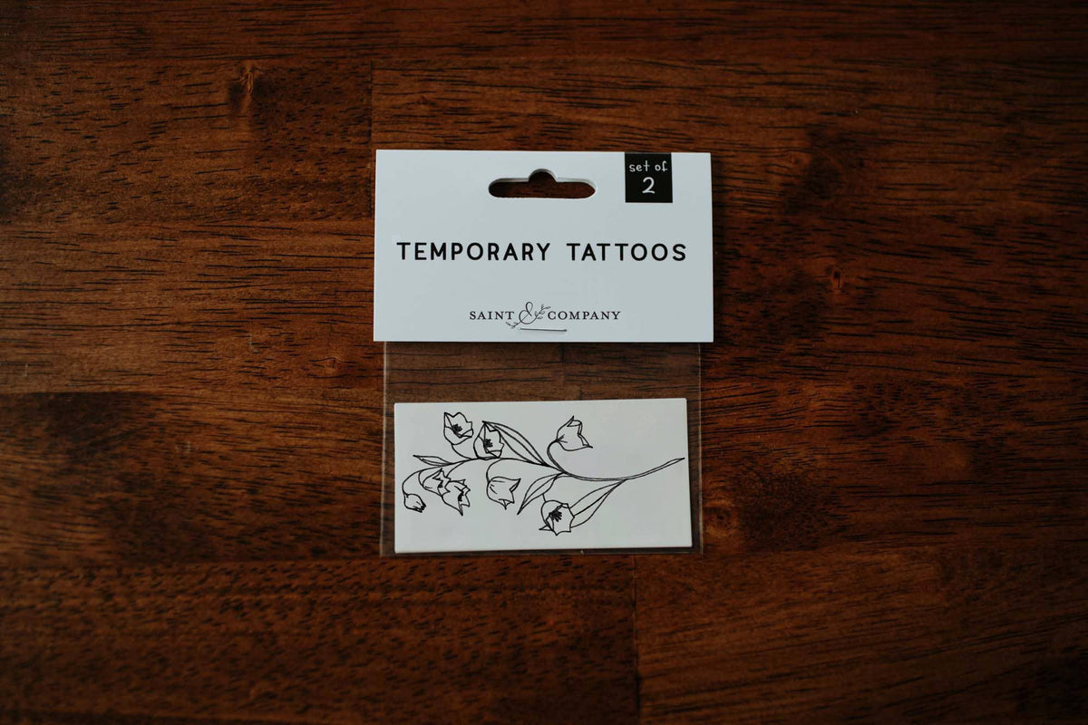 Saint &amp; Company - May Birth Flower - Lily of the Valley Temporary Tattoos