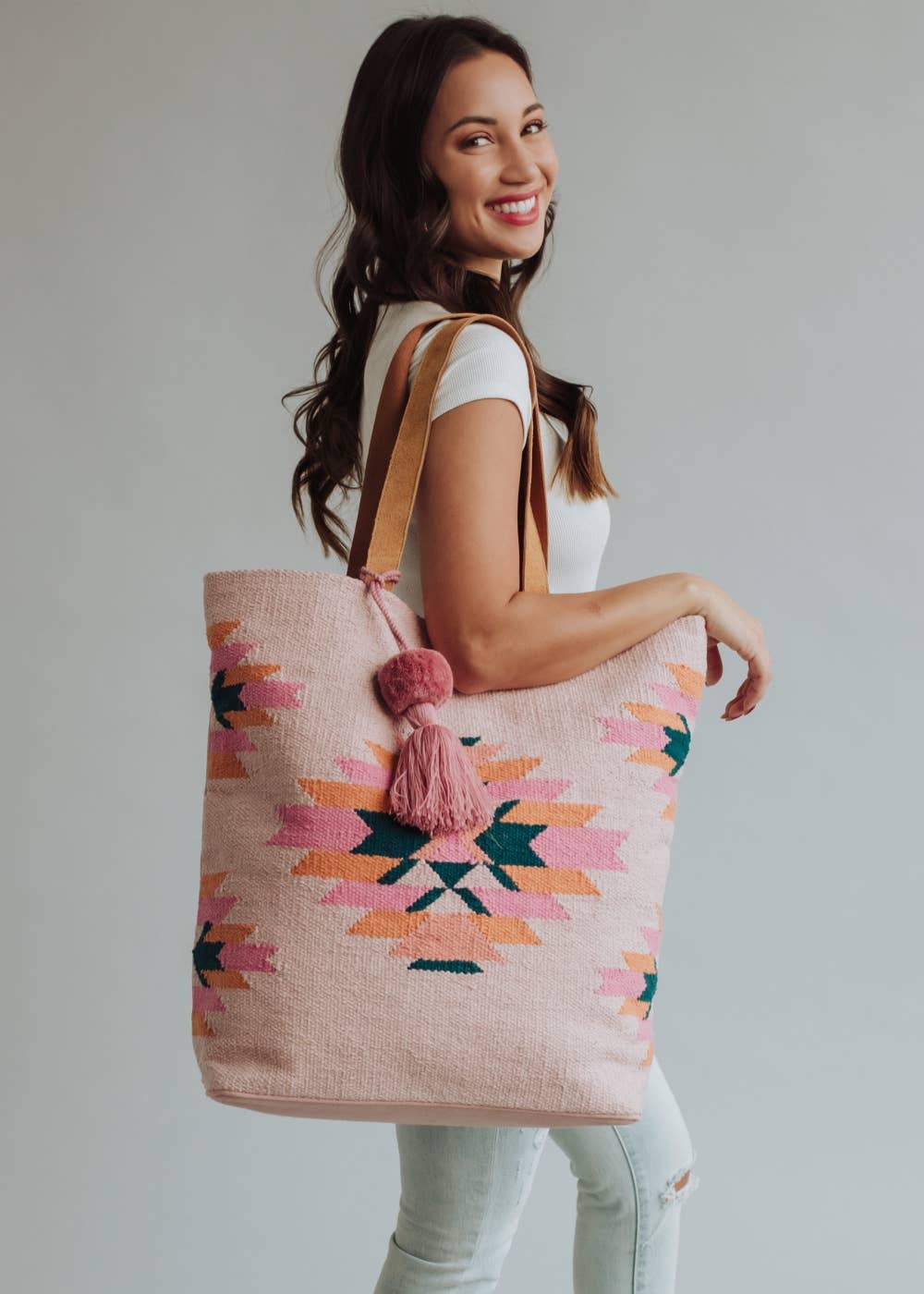Pink, Teal & Orange Aztec Tote