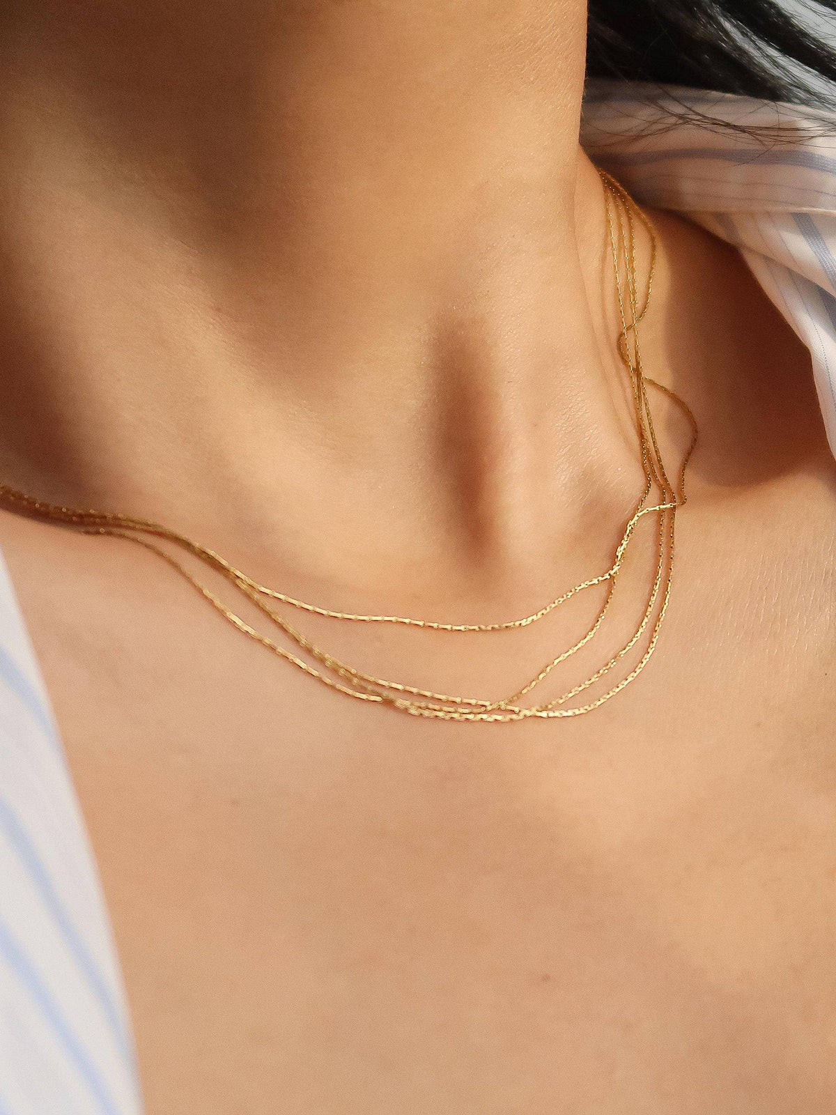 18K Gold Non-Tarnish Layered Dainty Chain Necklace