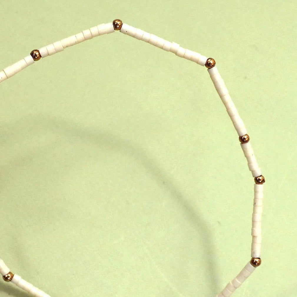 Boho Ball Beaded Bracelet, Ivory