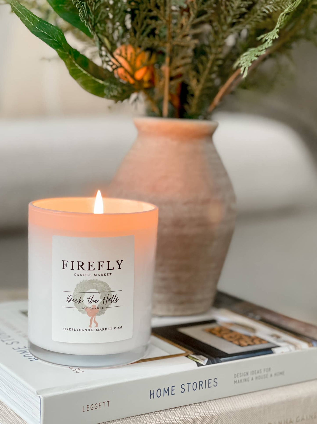 Firefly Candle Market - White Vessel Candle with Watercolor Label: Lava