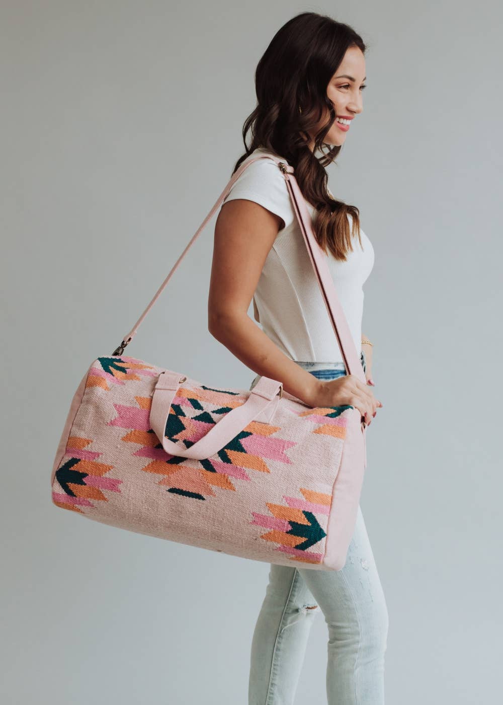 Pink, Teal & Orange Aztec Duffel