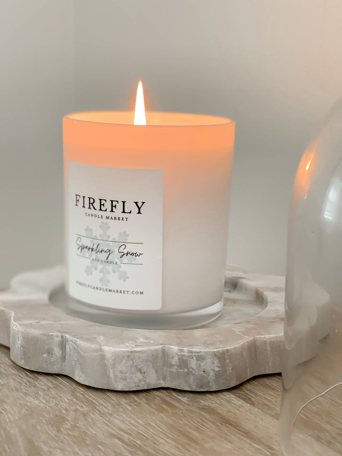 Firefly Candle Market - White Vessel Candle with Watercolor Label: Lava