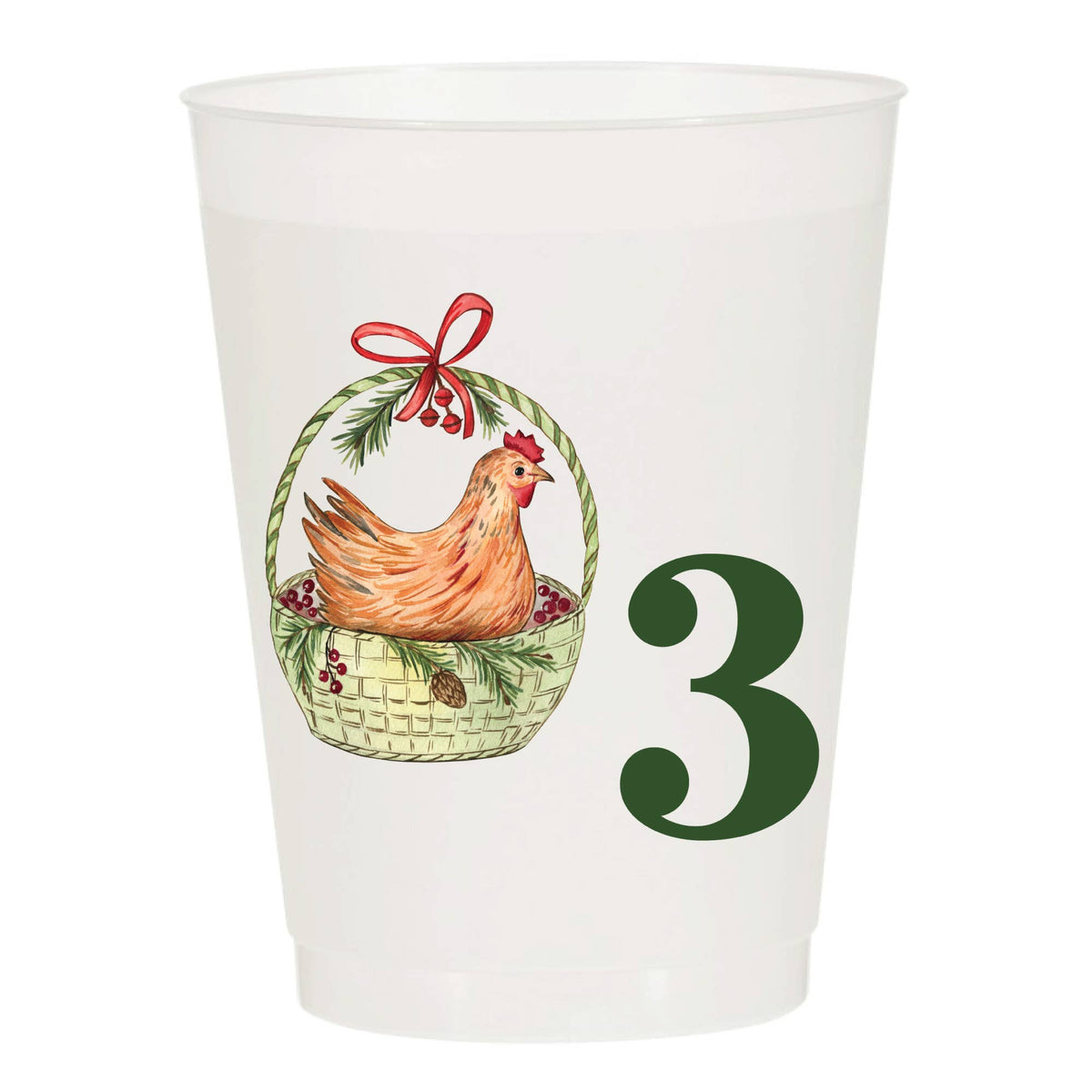 12 Days of Christmas Frosted Cups / Set of 12 Cups