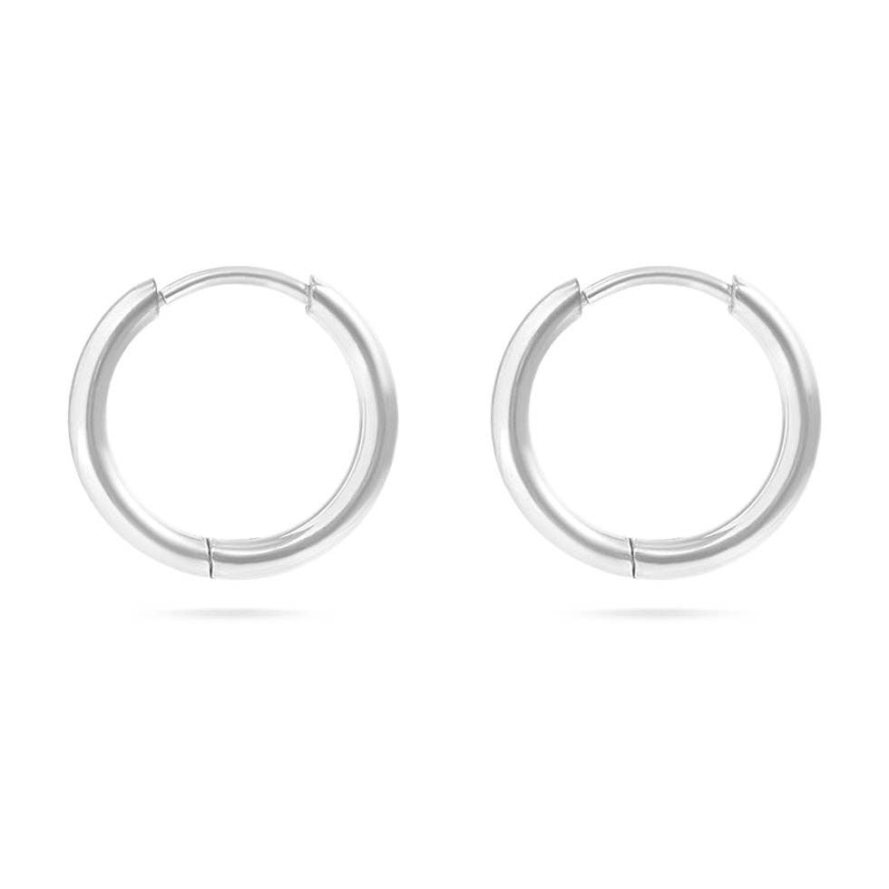 8K Gold PVD Stainless Steel Classic Hoop Huggie Earrings: Gold / 10mm