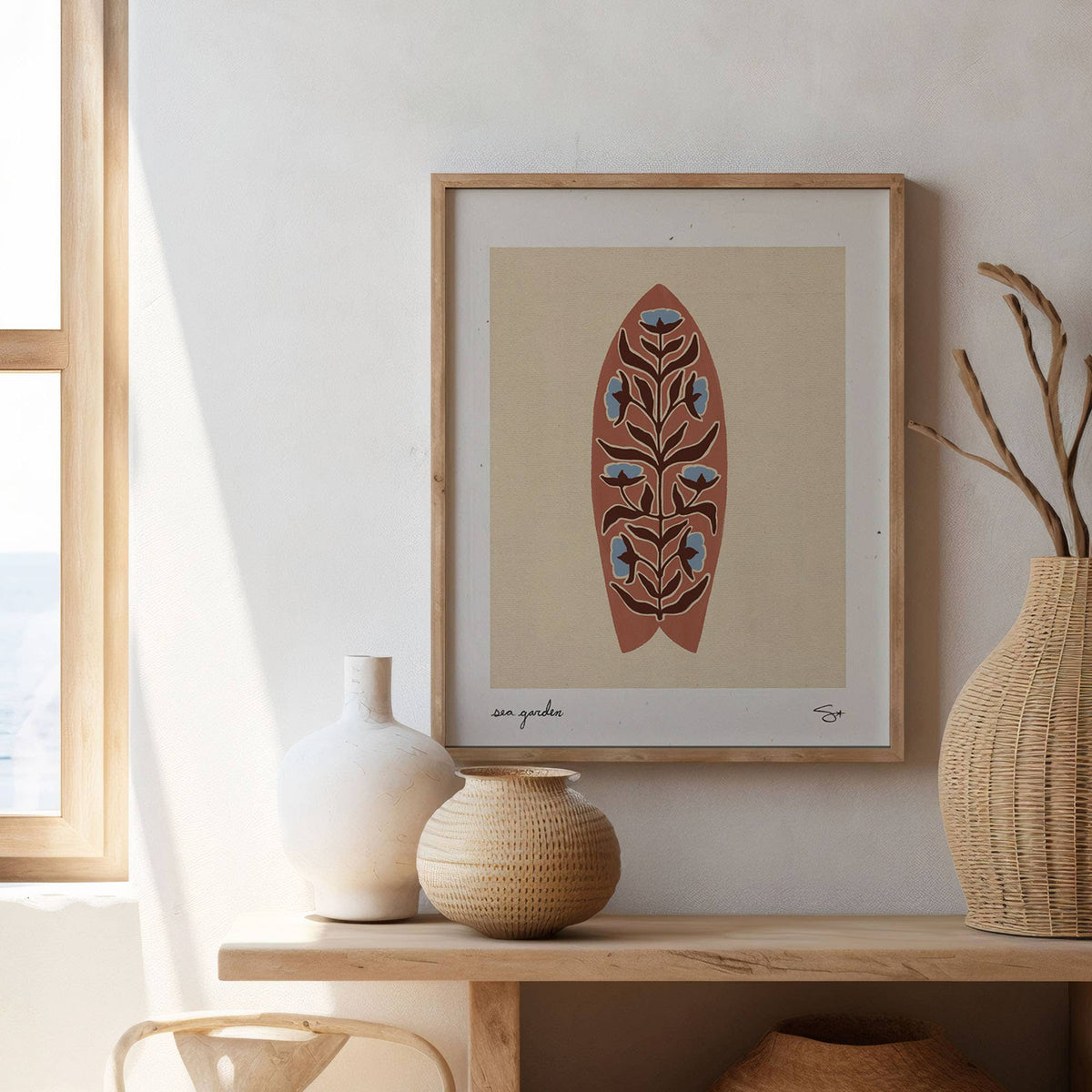 Mid Tide Design - Surf Garden 2 | Surfboard Print: 8”x10”