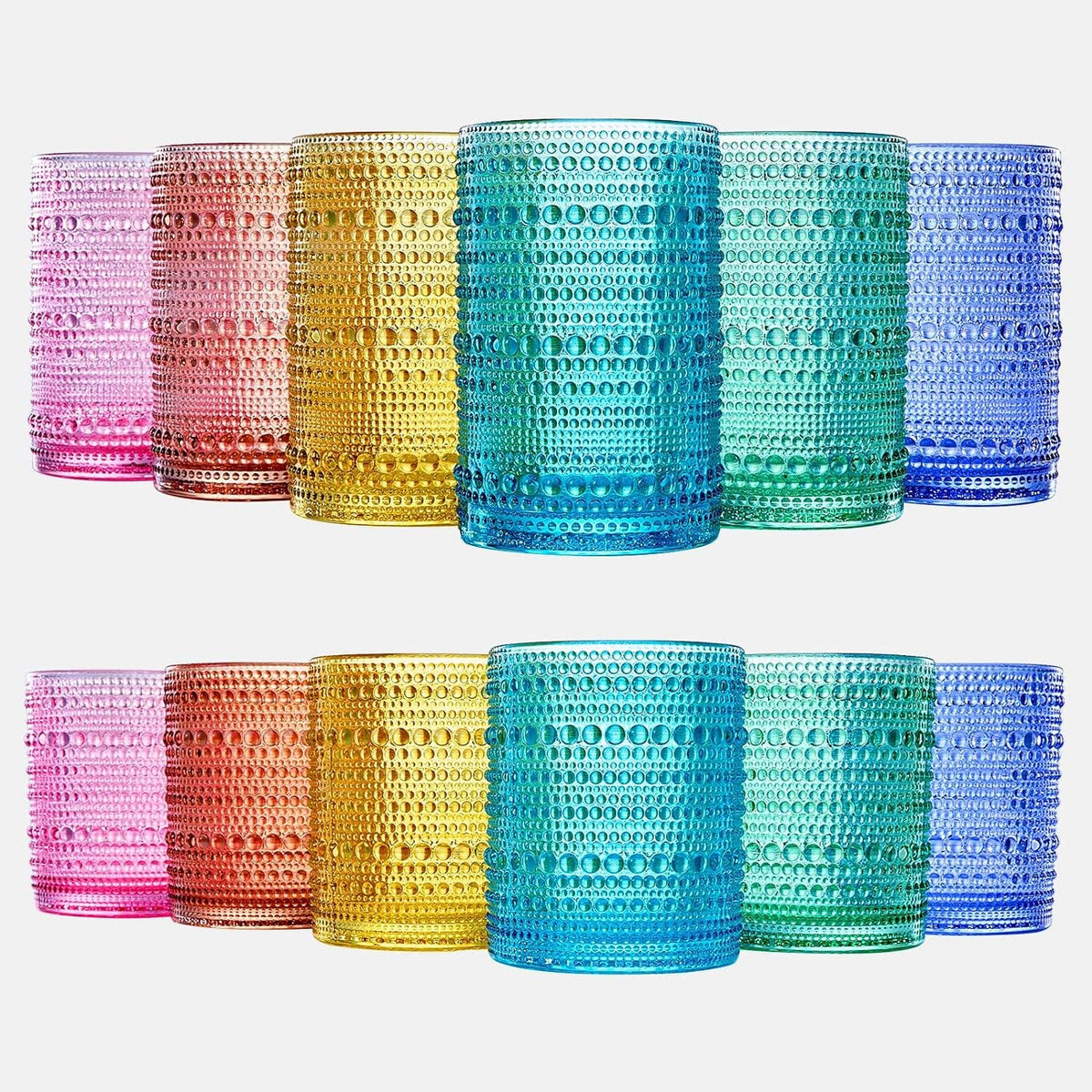 Tall Rainbow Beaded Glasses, Set of 6