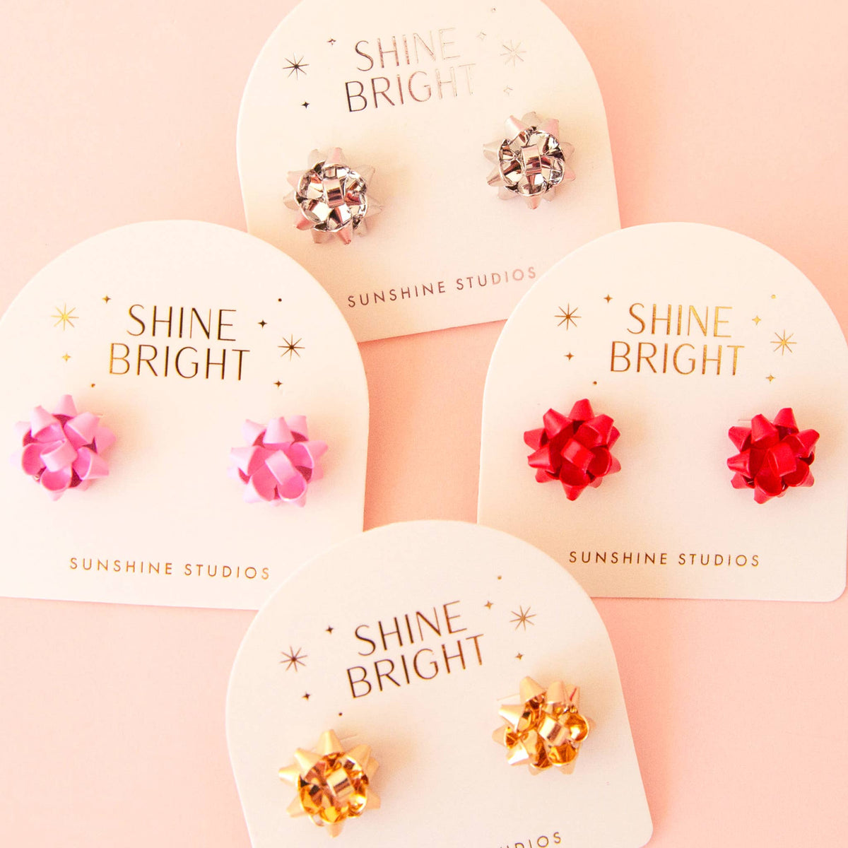 Sunshine Studios - Holiday Bow Earrings | Single | Pink