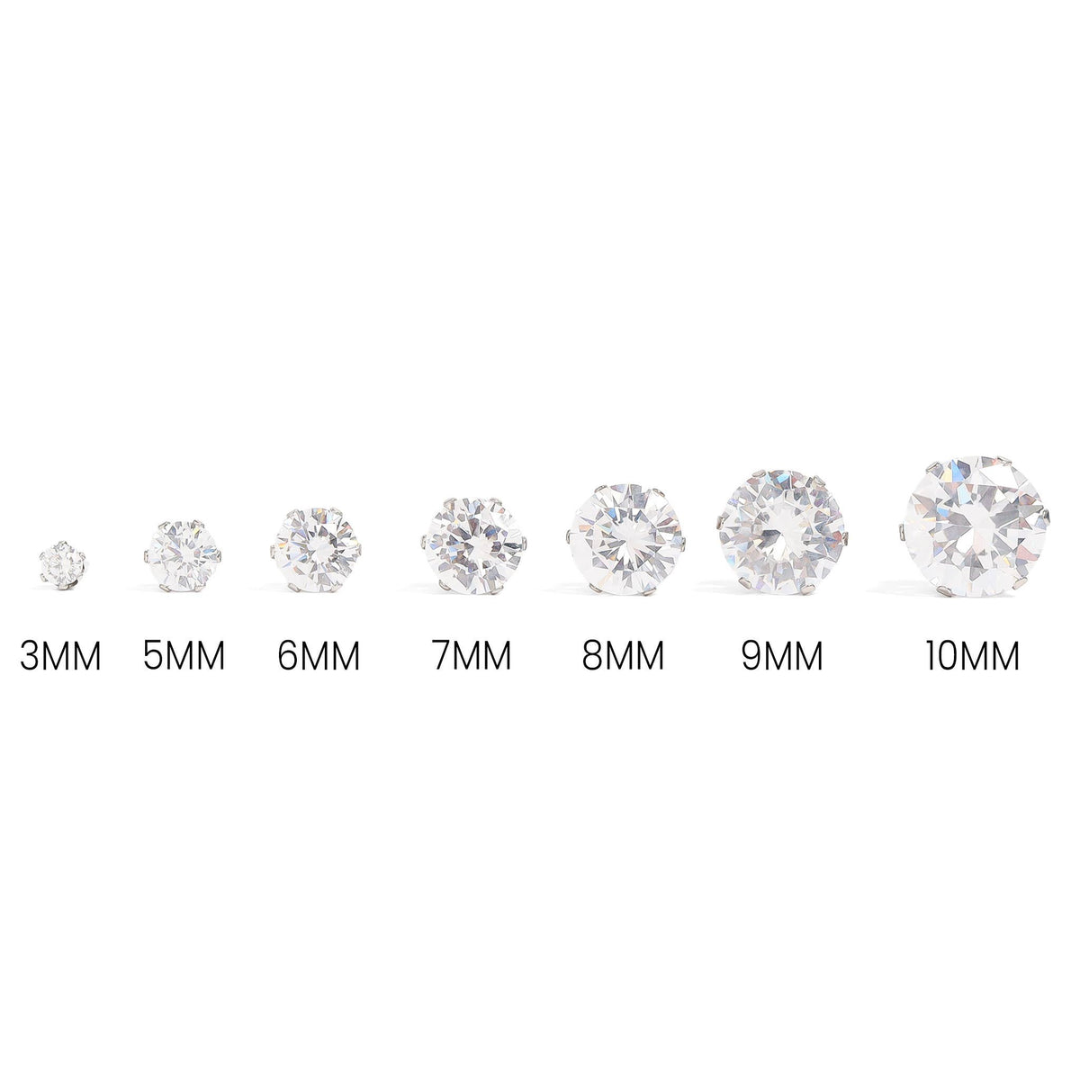 Stainless Steel Round Stud Earrings: 6mm