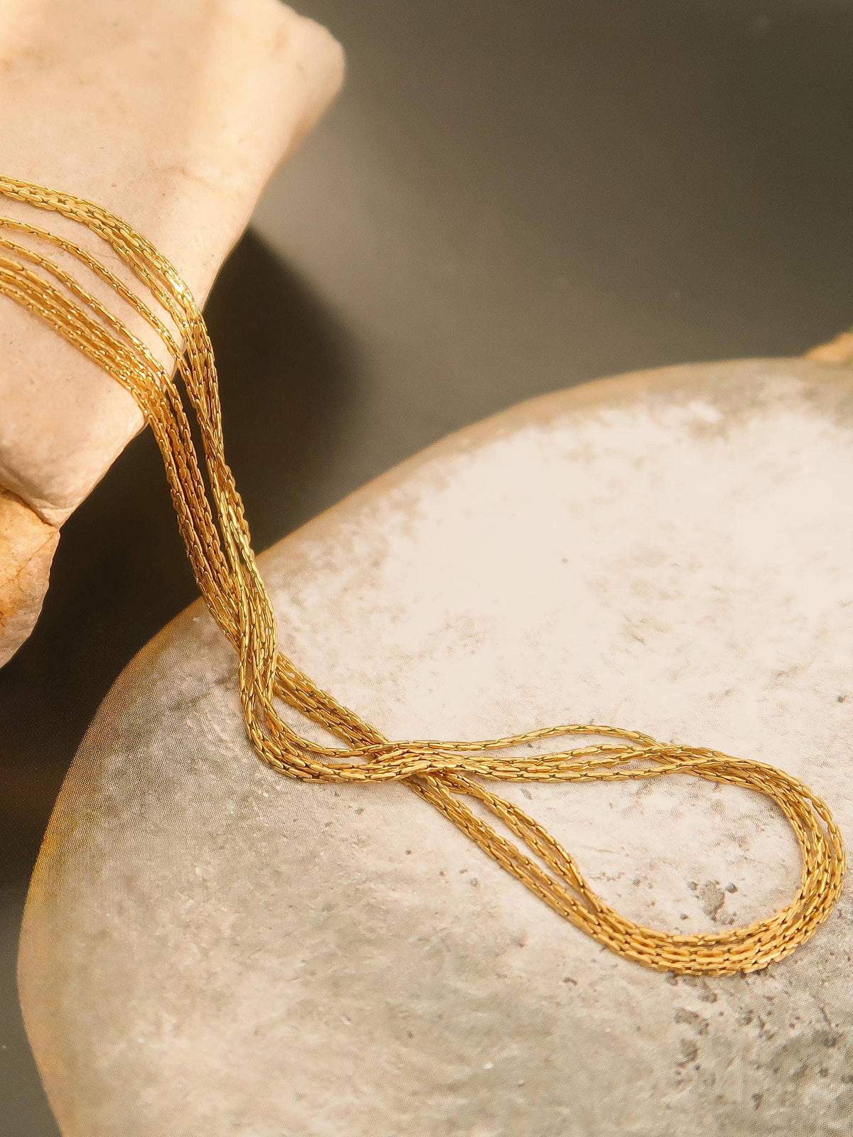 18K Gold Non-Tarnish Layered Dainty Chain Necklace