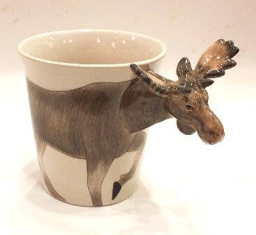 Moose-shaped mug with a handle on a white background