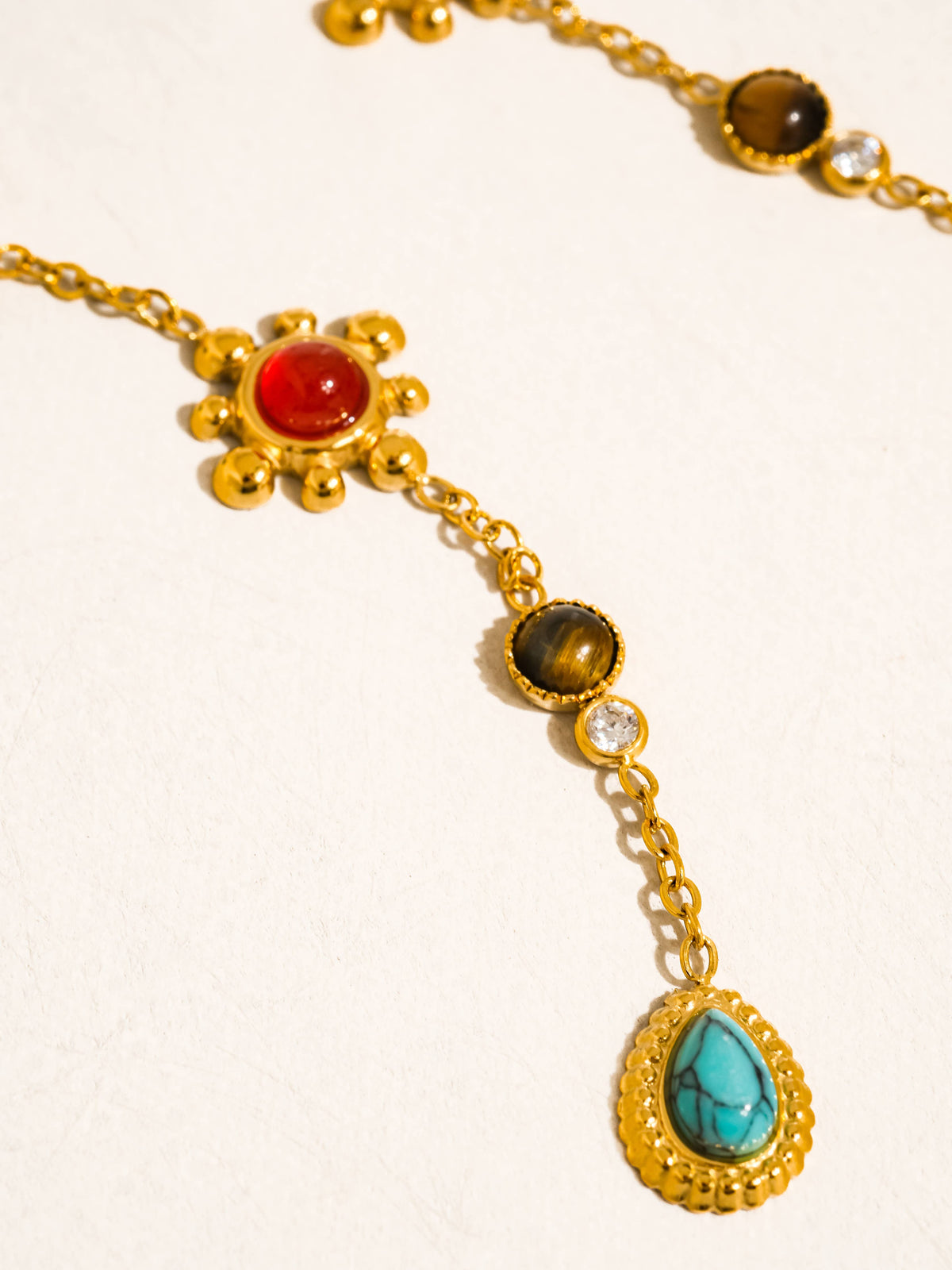 18K Gold Non-Tarnish Boho Gemstone Drop Earrings