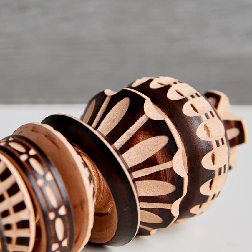 Wooden Mexican Molinillo for MExican Hot Chocolate with intricate carvings 