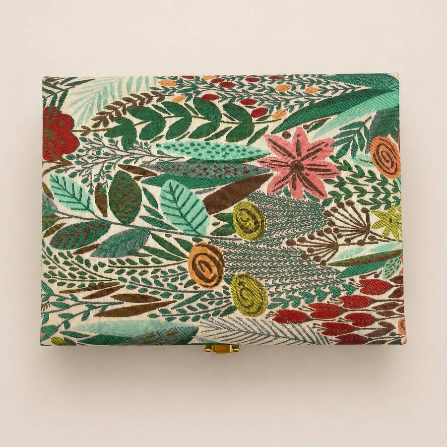 Floral Jewelry Box, White Print