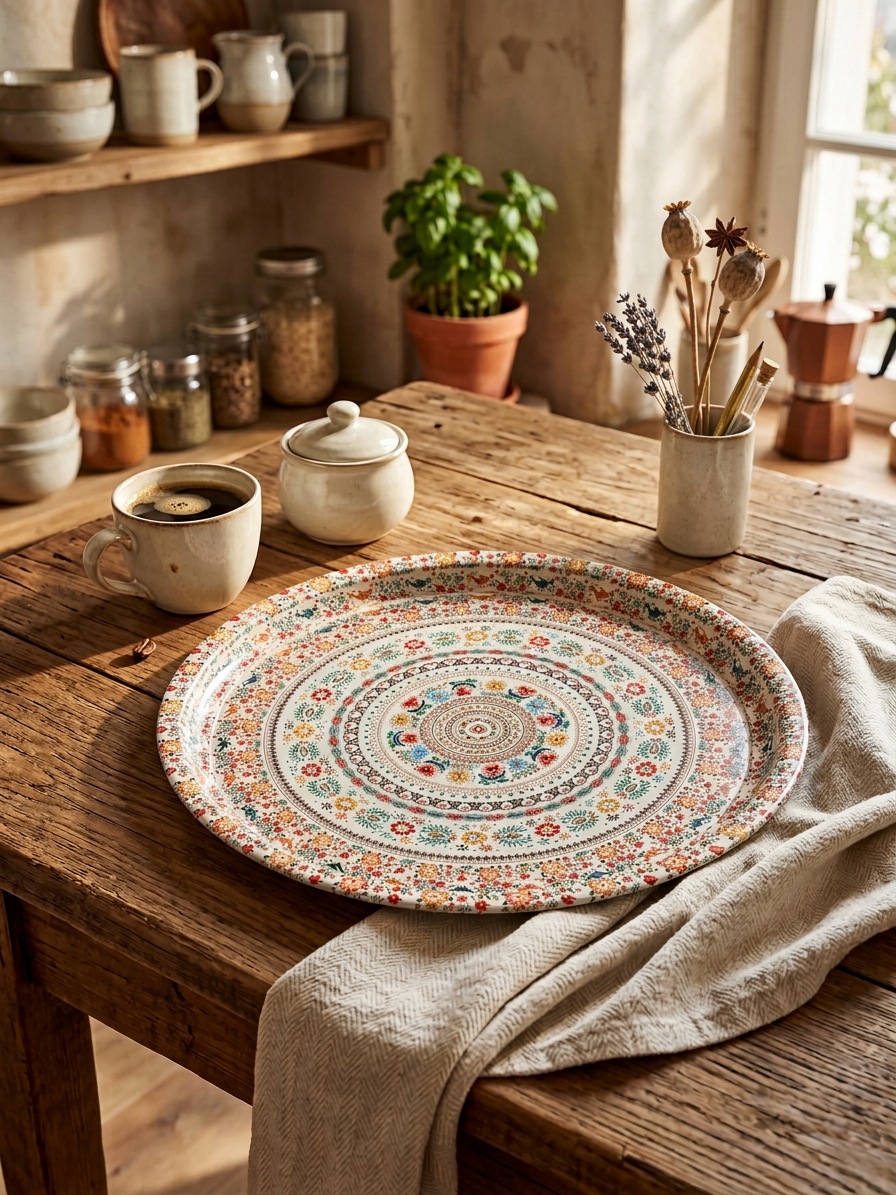 Ece Design Round Metal Serving Tray