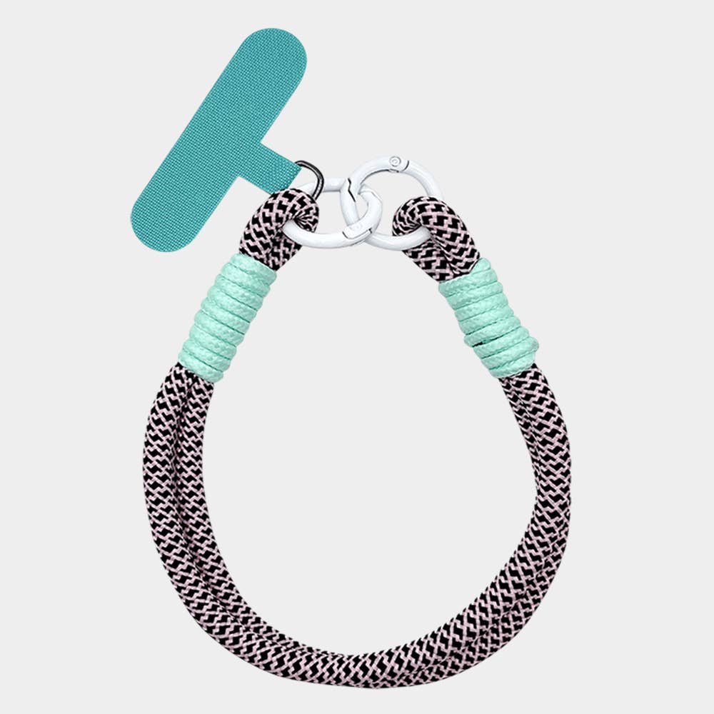 Candy Color Double Loop Phone Wrist Strap / Keychain: Pink