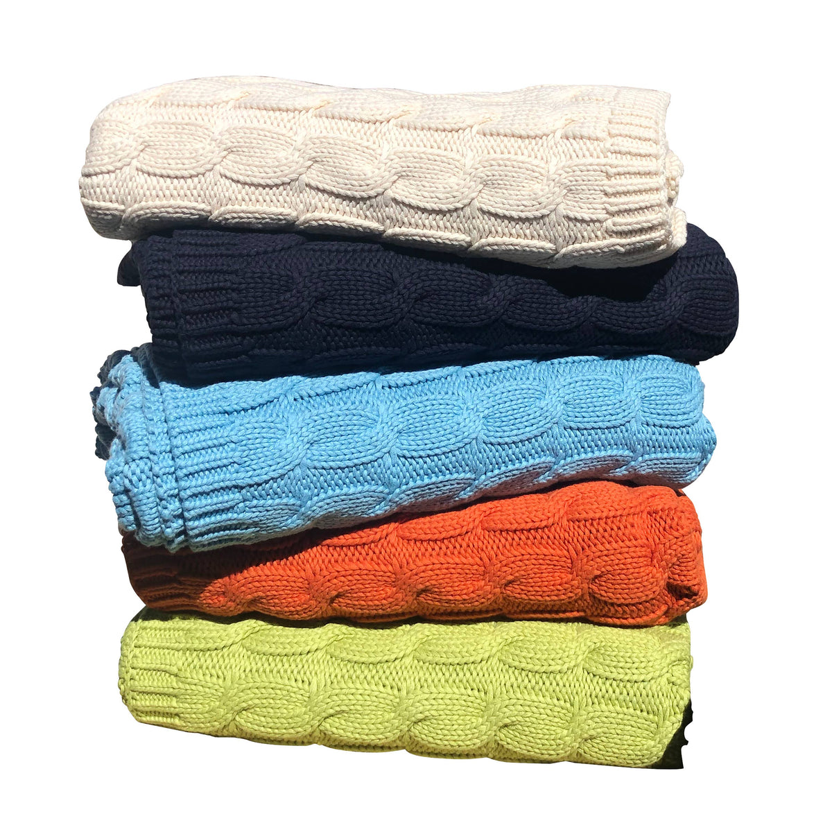 Classic Cable Knit Cotton Throw Blankets