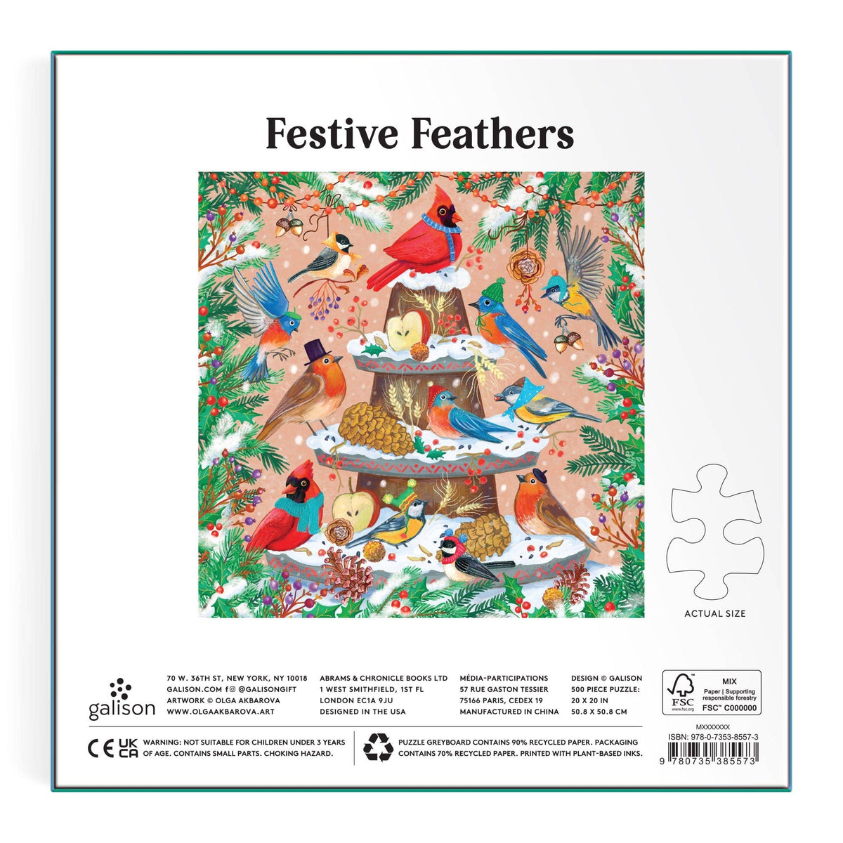 Chronicle Books - Festive Feathers 500 Piece Foil Puzzle