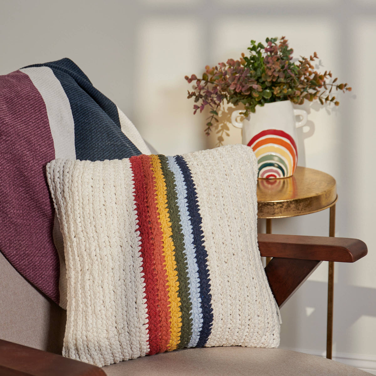 Rainbow Stripe Pillow