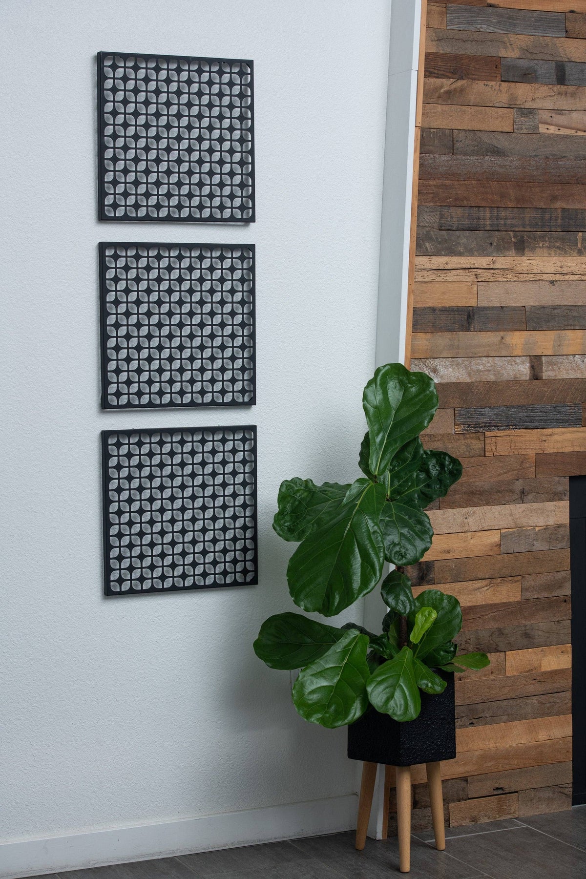 Breeze Block Metal Wall Art/Magnet Board 15.5" Square-Black