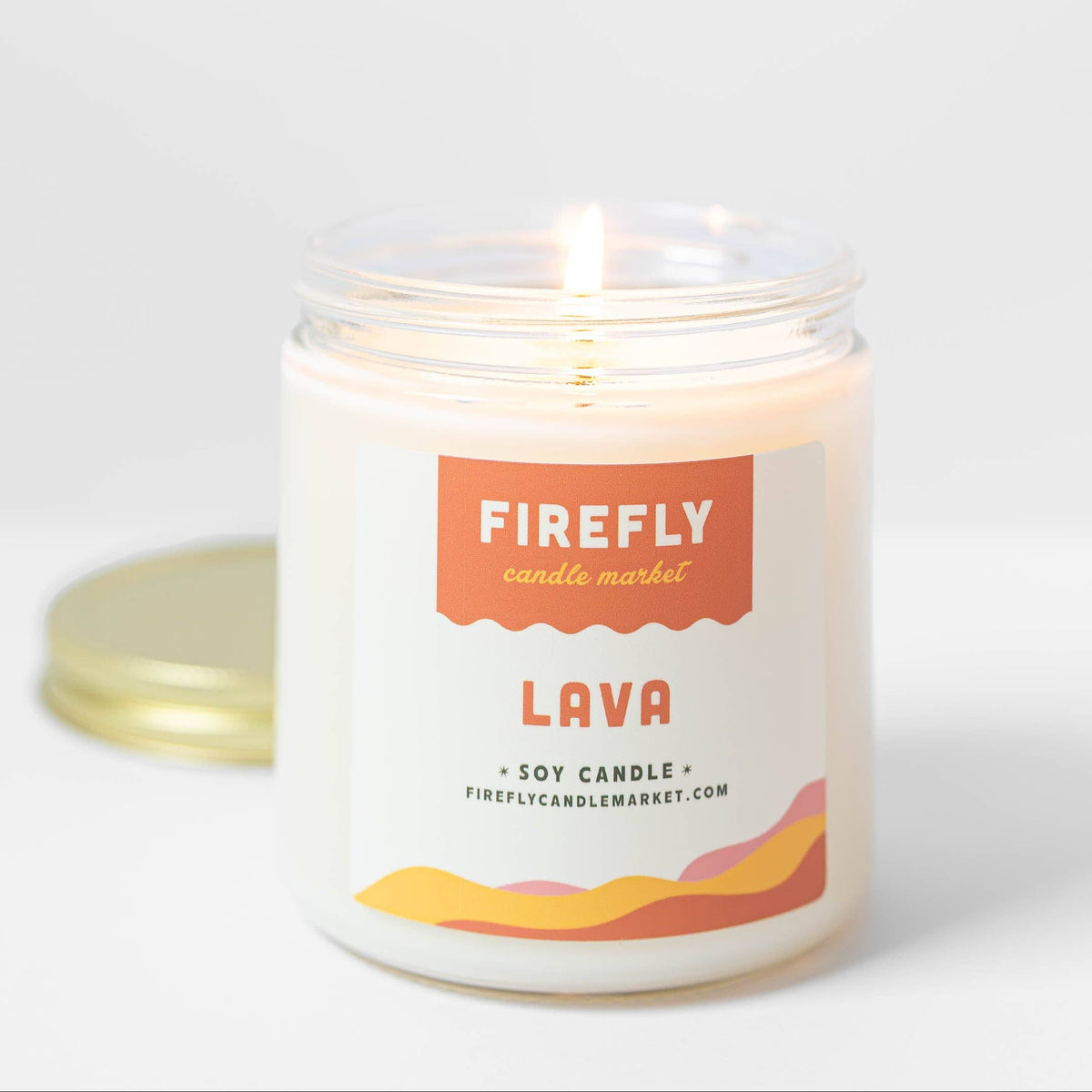 Firefly Lava candle on a white background