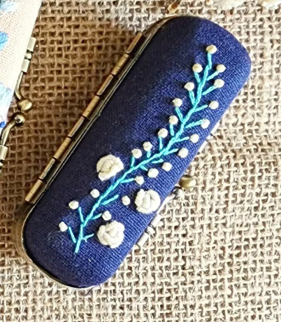Vintage Embroidered Lipstick Case | Olive