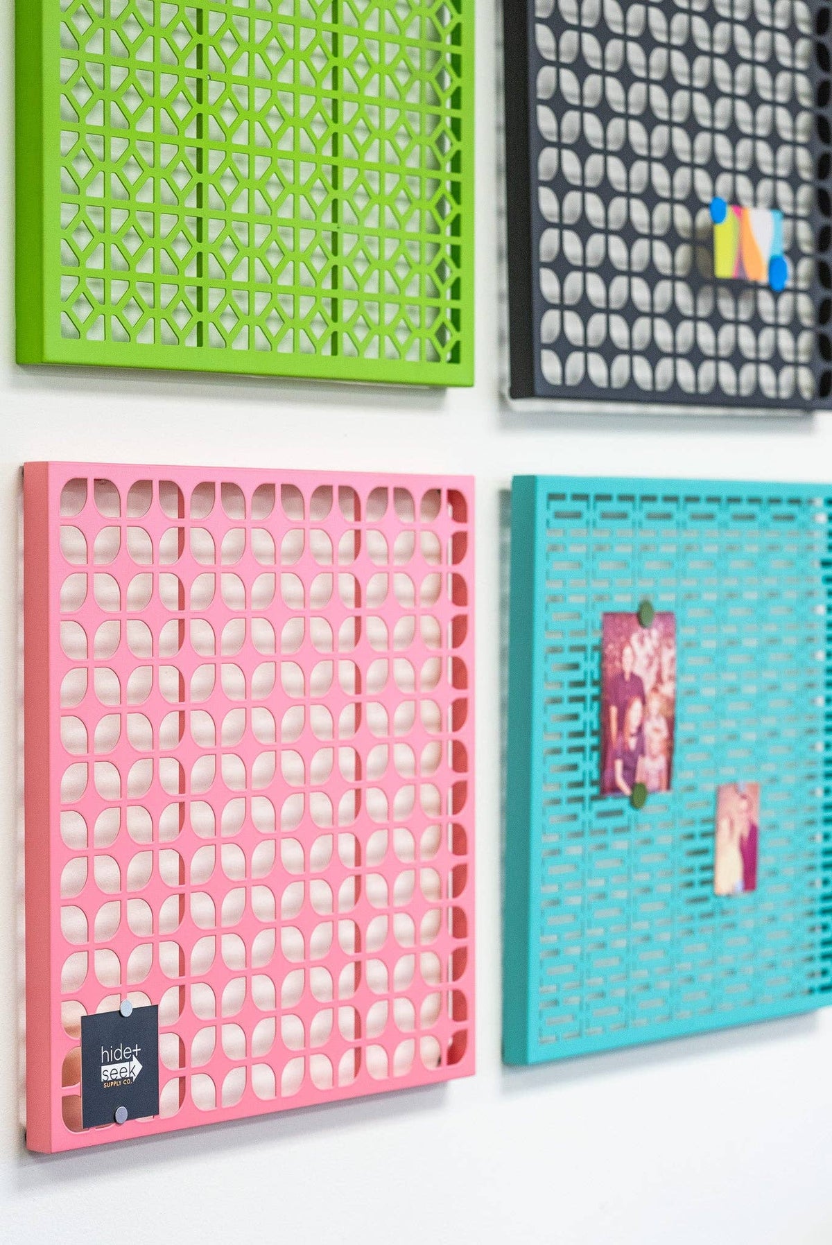 Breeze Block Metal Wall Art/Magnet Board 15.5" Square-Pink