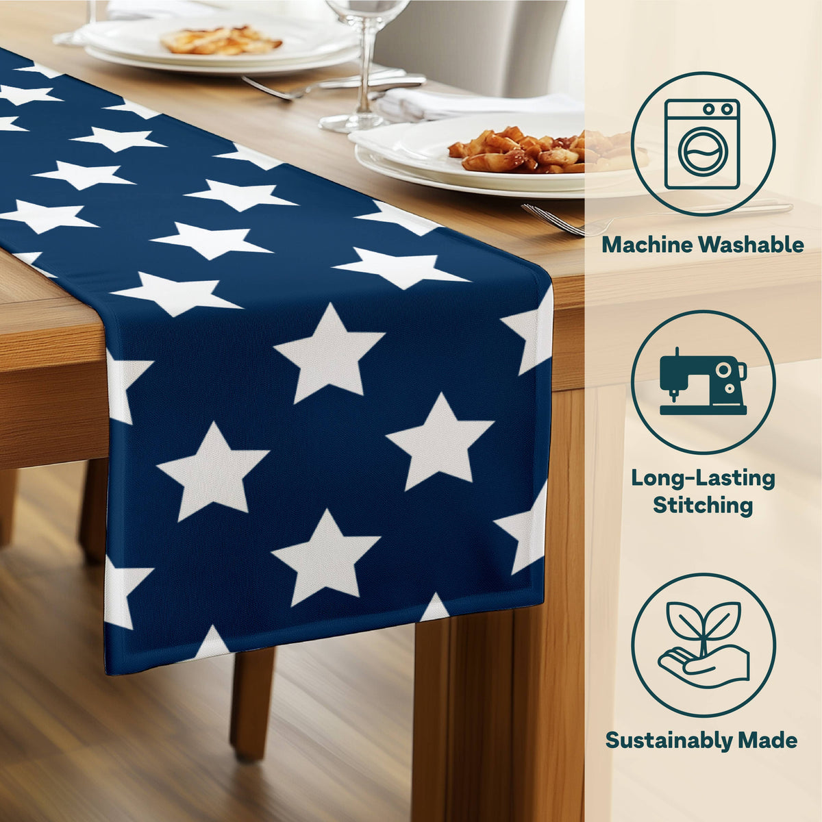 Freedom Stars Navy Table Runner