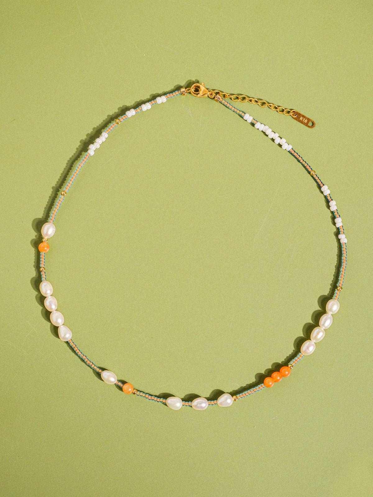 18K Handmade  Bohemian Beaded Stack Necklaces: Odette-Light Blue